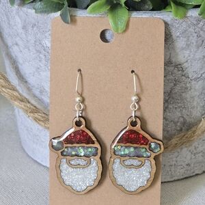 Handmade Resin Glitter Santa Earrings